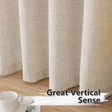 Tollpiz Short Linen Curtains Bedroom Rod Pocket Semi Sheer Curtain Burlap Light Filtering Thick Linen Drapes for Living Room, 38 x 45 inches Long, Natural, Set of 2 Panels