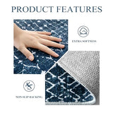 Lahome Moroccan Indoor Rugs for Entryway 2x3 Area Rug Non-Slip Backing Washable Inside Door Mats Low-Profile Throw Soft Rugs for Bathroom, Geometric Print Distressed Blue Rug for Kitchen Bedside Hana