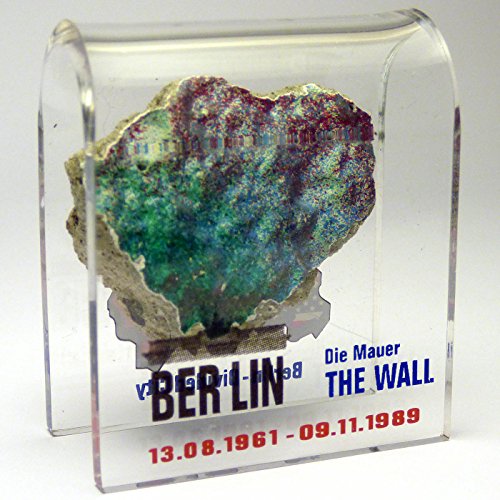 Original Piece of the Berlin Wall - Authentic Souvenir from the Real Wall in Germany Mounted in Acrylic Display (Small (2"X2"), Divided City)