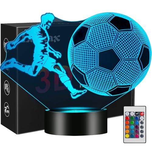Linkax Eater Gifts Soccer Gifts for Teens Boys Girls, Soccer Ball 3D Illusion Lamp Night Light Room Decor, 16 Colors Change 6 7 8 9 10 11 12 Year Old Boy Sports Fan Birthday Valentines Day Gifts