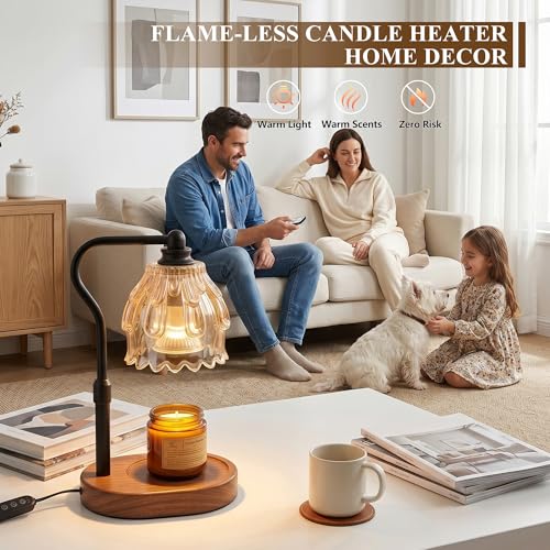 Candle Warmer Lamp with Timer and Wireless Remote Control, Dimmable Candle Warmer for Jar Candles, Height Adjustable Wax Melts Warmer, Mothers Day Birthday Gift for Women, House Warming New Home Decor
