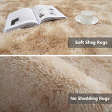 Shag Runner Rug for Bedroom Living Room 3x7 Upgrade Non-Slip Fluffy Soft Bedside Rugs,Mottling Camel Shaggy Carpet for Livingroom Dorm Home Decor Aesthetic