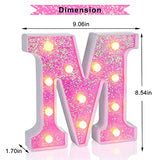 Foaky Pink Light up Letters，Pink Party Decorations,Girls Room Decor,Glitter Light Up Letters,Alphabet Letter Sign for Night Light Birthday Party Girls Gifts, Home Bar Decoration（M）