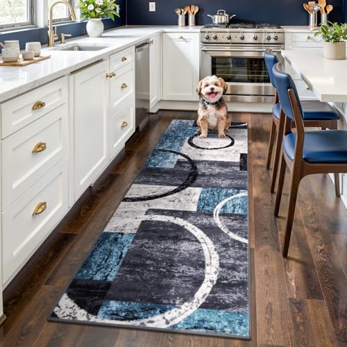 2x6 Washable Modern Abstract Runner Rug Non-Slip for Hallways