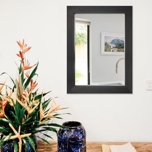 Ruomeng Wall Mirror Rectangle Decorative Mirror 12" x 16" for Entryway, Bedroom, Living Room, Black