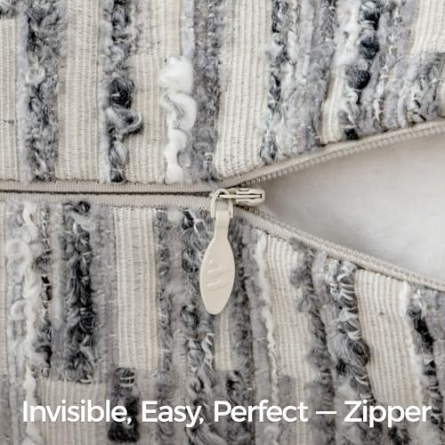Boho Striped Decorative Throw Pillow Covers 20"X12" Set of 2,Gray White