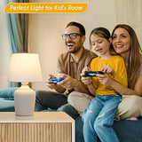 Small 11.8" Table Lamps Set of 2, Bedside Nightstand Lamps for Bedroom Kid’s Room, Cute Desk Lamps with Studded Texture Base for Reading Nursery Living Room Office, White