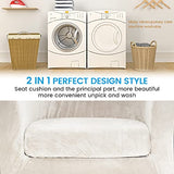 MIFXIN 2 Pieces Velvet Tub Chair Covers with Cushion Cover Stretch Soft Removable Tub Chair Slipcovers Armchair Sofa Couch Furniture Protector for Living Room Club Bar Counter Hotel (Beige)