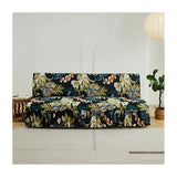 Printed Futon Covers Slipcovers No Arms, Stretch Armless Couch Cover with Skirt, Soft Armless Futon Cover 3/2 Seater Stretch Sofa Bed Slipcover, 1-Piece Form Fit Futon Cover,E,160~190CM