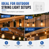 50 Pack Outdoor Light Hooks with Adhesive – Weatherproof & UV-Resistant, No Damage, No Tools Needed, Easy Hanging Clips for Garden, Patio, Balcony, Fairy Lights, Christmas Decorations
