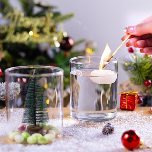 UPBUD 4 Inch Small Glass Cylinder Vases for Centerpieces | 12pcs Clear Flower Vase for Wedding Decorations, Floating Candle Vases in Bulk, Hurricane Candle Holders for Table, Home Décor