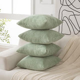 Volcanics Set of 4 Sage Green Corduroy Couch Throw Pillow Covers 18x18 in
