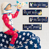 Yookeer 4 Pcs Space Room Decor for Kids Boys Outer Space Wall Art Bedroom Decor for Nursery Classroom Astronaut Galaxy Posters Spaceman Wood Sign Be Brave and Be Kind for Baby Boy(You)