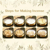 Yoga & Meditation 16pcs Incense Burner Kit - Complete Ash Powder Burner Set with Brass Censer, Art Mold Tools & Chinese Incense Burner in Gift Box for Relaxation, Home Fragrance