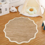 GarveeHome Scalloped Round Washable Rug 5ft Soft Non Slip, Light Brown
