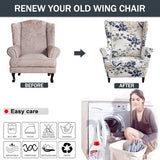 NILUOH Wingback Chair Slipcover, 2-Piece Stretch Wing Chair Cover, Washable Soft Fit Slipcover for Wingback Armchairs, Non-Slip Furniture Protector for Living Room, Flower Field