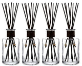 WHOLE HOUSEWARES Set of 4 Diffuser Bottles with Sticks - 7.5oz Empty Glass Diffuser Bottle for Essential Oils - Oil Diffusers Container with 32pcs Reed Sticks for Aromatherapy and Home Fragrance
