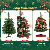 Mini Small Christmas Tree with Lights, 2ft Artificial Small Table Top Christmas Tree with Gnome, Ball Ornaments and Buffalo Plaid Tree Skirt, 24 Pcs DIY Xmas Trees Decor for Toddler, Kids