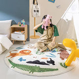 Round Rug 3.3ft, Cute Animals Large Non Slip Super Soft Plush Area Rug for Kids Room Playroom Nursery Bedroom, Educational Washable Circular Floor Mat for Home Room Decorative (Zoo)