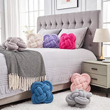 Knot Pillow, 12" Soft Decorative Throw Pillows for Couch Bed, Gray Pink Knotted Plush Throw Pillow Handmade Square Cushion Home Decor Pillows (Dark Brown, 12 Inches X12 Inches)