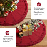 Christmas Tree Skirt 48 Inch Large - Knit Knitted Thick Rustic Tree Skirt Decor for Fall Thanksgiving Day Xmas Holiday Party Winter Farmhouse New Year Decoration Indoor Outdoor(Red)