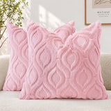 decorUhome Faux Fur Plush Light Pink Throw Pillow Covers 20x20 Set of 2