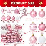 Joiedomi 66 Pcs Pink Christmas Balls Ornaments Set, Christmas Tree Ornaments Shatterproof Plastic for Xmas Hanging Decoration, Holiday Party Decoration