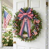 4th of July 250th Anniversary Ribbon Bow Set,Red White Blue Patriotic Decorations for Front Door Wreath Indoor Home Decor
