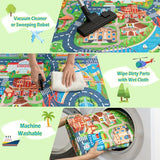 Car Rug Play Mat for Kids Toy Cars, Road Traffic Playmat for Kid Bedroom, Non-Slip Machine Washable Town City Race Track Carpet for Learn and Have Fun 3'x4'/ 36"x48"
