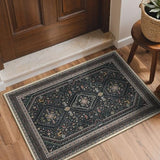 GENIMO 2x3 Entryway Rug, Washable Small Indoor Area Carpet Floral Ebony