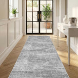 3x6 Washable Kitchen Runner Rug: Abstract Soft Neutral Carpet Gray