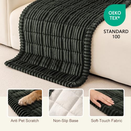 MEETSKY Pet Couch Covers for 2 Cushion Sofa, Couch Cover for Dogs, Washable Love Seat Couch Covers, Non Slip Simply Put Sofa Slipcovers, Modern Style Furniture Protector, Moss Green, 27.6" x 59"