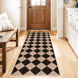 Easy Jute 2x5 Runner Rug: Non Slip Checkered Machine Washable Entryway Mats