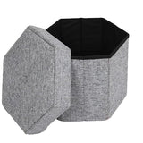 Vintiquewise Small Grey Foldable Hexagon Pouf Ottoman Foot Rest, Soft Ottoman Pouf Foot Stool for Living Room, Bedroom, Office, Storage Ottoman for Couch