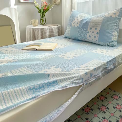 Printed Zippered Futon Cover for Japanese Futon Floor Mattress, Full Size Waterproof Zipper Mattress Protector Pad Bed Cover, Super Soft Thai/Korean Sleep Mat Cover,C,120x200cm/47x79in
