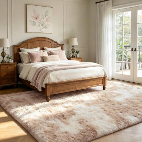 Shag Area Rugs for Bedroom Living Room,4X6 Ultra Soft Fluffy Area Rugs for Dorm,Indoor Carpet Plush Rugs for Home Decor,Camel