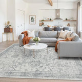 5X7 Washable Area Rug for Living Room, Light Grey