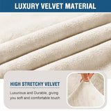 H.VERSAILTEX Armless Accent Chair Covers Thick Velvet Armless Chair Slipcovers High Stretch Chair Covers for Living Room Hotel Machine Washable Furniture Protector with Elastic Bottom, Ivory