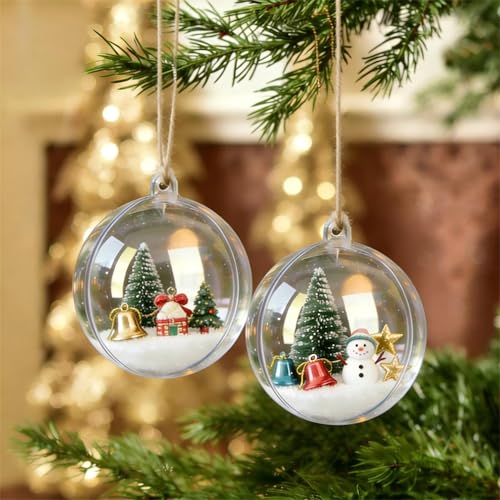 10 Pcs 3.14 inch Filling Transparent Plastic Decorative Call DIY Craft Ball Transparent Ball Christmas, Birthday, Wedding, Party and Home Decoration Ornaments ((3.14"/80mm))