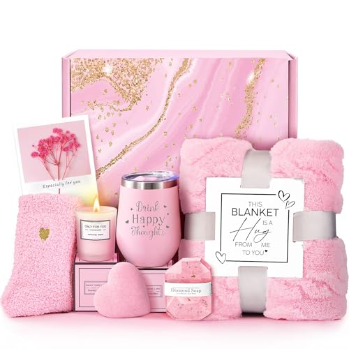 Birthday Gifts for Women Mom Best Friends Sister Her Wife Daughter Girlfriend Teacher Coworker, Mothers Day Christmas Valentines Day Self Care Get Well Soon Gift Basket, Luxury Rose Bath Spa Gift Set