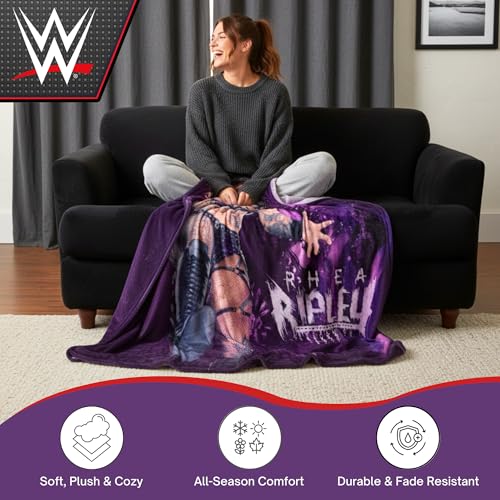 WWE Rhea Ripley Main Event Champions Bedding Super Soft Throw Blanket, 46 in x 60 in, (Official Licensed Product) By Franco Collectibles