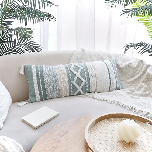Decorative Boho Lumbar Pillow Cover 14x36 – Beautiful Throw Pillow with Soft Texture for Bed, Couch Decor or as Body Cushion – A Stylish Addition to Your Bedroom