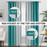 SimpleHome Ombre Room Darkening Curtains for Living Room, Rod Pocket Light Blocking Gradient Teal to Greyish White Thermal Insulated Window Curtains Drapes for Bedroom, 2 Panels, 52x84 inches Length