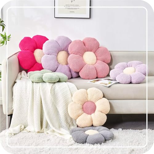 Kcvvcr Flower Throw Pillow, Soft Sage Green 14.9" Shaped Floor Pillow for Home Decor, Cute Aesthetic Plush Decorative Pillows for Bed, Sofa, Couch