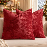 MIULEE Christmas Velvet Throw Pillow Covers Red 20x20 inch Set of 2