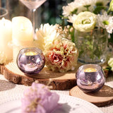 Round Purple Votive Candle Holder Set of 12, Mercury Glass Votives
