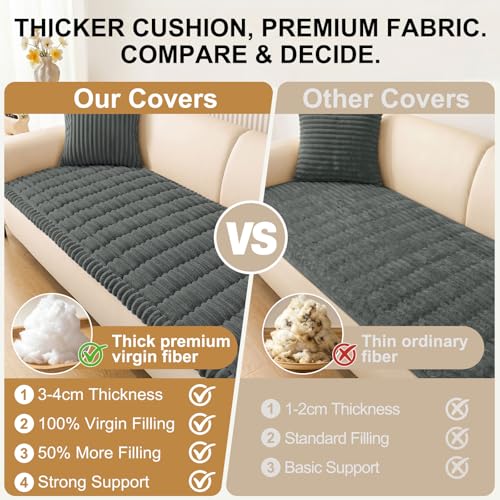 Smiry Couch Cover for Dogs, Non Slip Washable Sofa Protector for Pets, Soft Furniture Cover for Pet, Stylish Sofa Covers, Cozy Protect Against Fur, Dirt & Everyday Messes (Dark Grey, 27.6" x 59")
