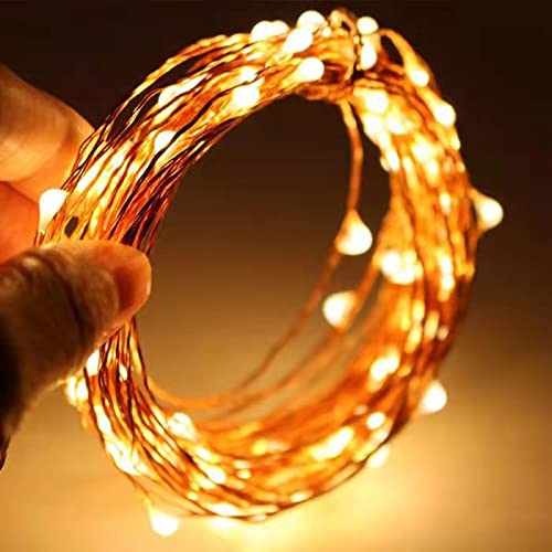 Sanniu Led String Lights, Mini Battery Powered Copper Wire Starry Fairy Lights, Battery Operated Lights for Bedroom, Christmas, Parties, Wedding, Centerpiece, Decoration (5m/16ft Warm White)