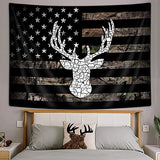 VEIGIKE American Flag Hunting Tapestry, Western Black and White Country Deer Tapestry Wall Hanging for Men Bedroom Room, Rustic Camo Tapestries Poster Blanket College Dorm Home Decor 60X40 Inches