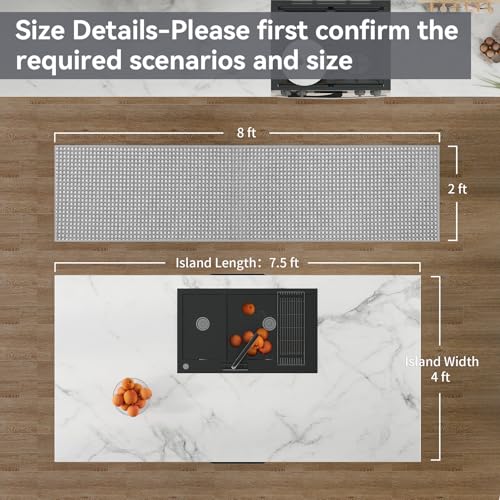 Hallway Runner Rug Extra Long Kitchen Runner Washable Gray 2x8 ft